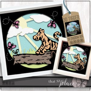 3D Tigger SVG, gelaagde schaduwbox-sjabloon, papier gesneden lichtbak, klassieke Pooh SVG-schaduwdoos, Winnie de Poeh, Pooh Bear SVG, Cricut Cut-bestand