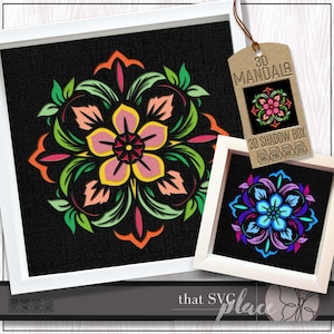 3D Mandala SVG #2, Layered Shadowbox Template, Paper Cut Light Box, Shadow Box SVG, Cricut Cutting File