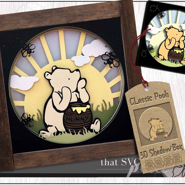 Shadow Box SVG, Classic Pooh SVG, Winnie-the-Pooh, 3D SVG, Cricut Cutting File, Digital Download Shadow Box SVG, Classic Pooh SVG, Winnie-the-Pooh, 3D SVG, Cricut Cutting File, Digital Download