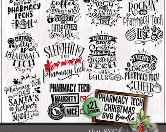 Pharmacy Tech SVG, Christmas PNG Bundle, Pharmacy SVG, Pharmacy Technician Coworker Svg Appreciation Gift, Shirt Svg, Cricut Cut File