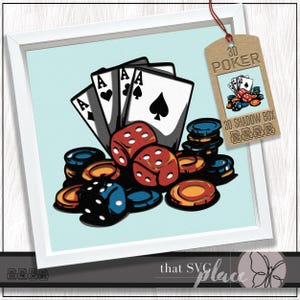 Poker SVG, 3D Schattenbox Vorlage, Papierschnitt Licht Box, Spielkarten SVG, Schattenbox SVG, Cricut Schneidedatei