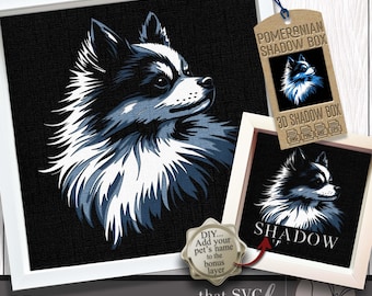 3D Pomeranian SVG, Layered Shadowbox Template, Paper Cut Light Box, Pet Memorial, Dog Shadow Box SVG, Cricut Cutting File