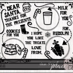Babbo Natale Vassoio SVG, Santa Plate SVG, Biscotti per Babbo Natale SVG, Caro Babbo Natale Svg, Rettangolare Babbo Natale Vassoio Svg