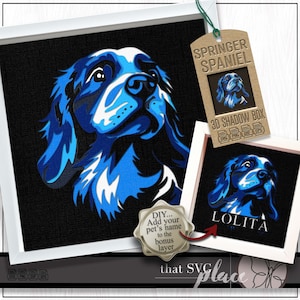 Springer Spaniel SVG, 3D Schattenbox Vorlage, Papierschnitt Lichtbox, Haustier-Denkmal, Hund Schattenbox SVG, Multi Layer, Cricut Schneidedatei