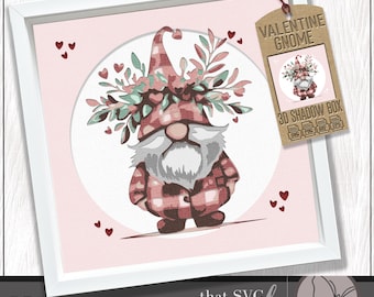 3D Gnome SVG #3, Layered Shadowbox Template, Paper Cut Light Box, Christmas Shadow Box SVG, Cricut Cut File