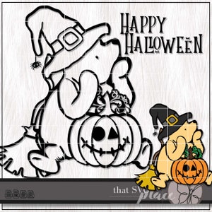 Klassieke Halloween Winnie de Poeh SVG, Halloween Pooh SVG, Happy Halloween SVG, Winnie Pooh Svg, Cricut silhouet snijden-bestand