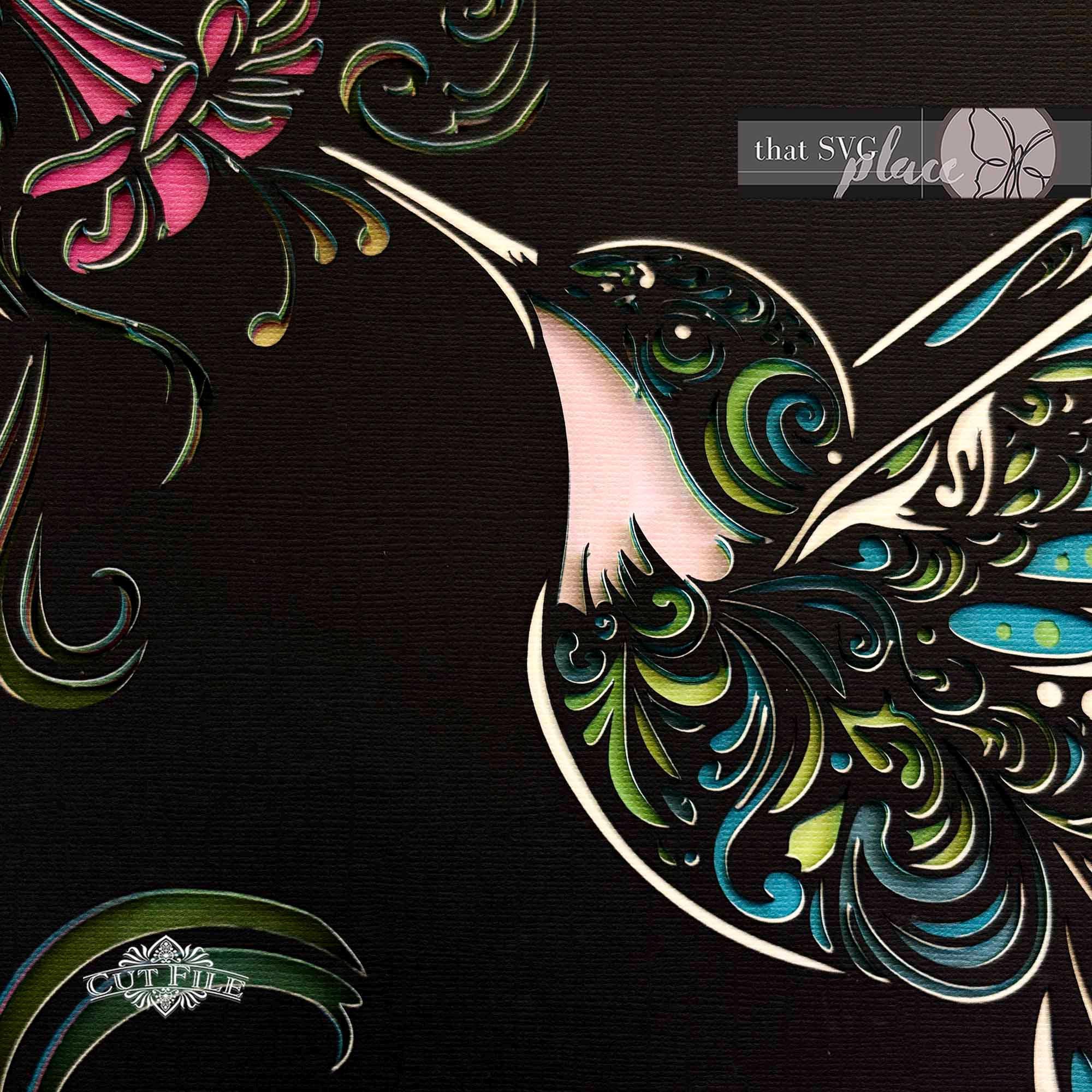 Hummingbird Shadow 3D Hummingbird SVG #2, Layered Shadowbox Template, Paper Cut Light Box ...