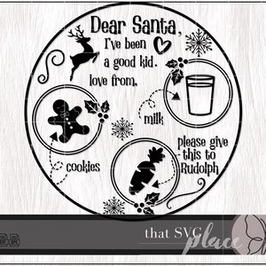 Santa Tray SVG, Santa Plate SVG, Cookies for Santa SVG, Dear Santa Tray Svg, Round Santa Tray Svg, Dear Santa Cookie Tray Svg