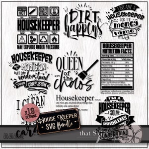 Housekeeper SVG PNG Bundle, Funny Cleaning Service SVG, House Cleaning Svg, Cleaning Crew, Custodian Svg T-Shirt, Cricut Cut File