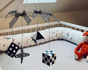 Conjunto de remolque móvil clásico I plantilla de artesanía con instrucciones l Geometría móvil Montessori I hoja de juego I tarjetas de contraste I DIY I niño niña