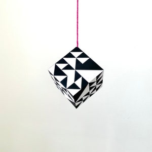 Bastelvorlage Montessori Mobileanhänger Würfel Dreiecke I schwarz-weiß Kontrastkarte 3D I Druckfertiger Download DIY I Baby I Geschenk