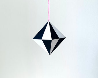 Remolque móvil doble pirámide 2 colores I plantilla artesanal con instrucciones l Geometría móvil Montessori I juego de sábanas bebé I tarjetas de contraste I DIY