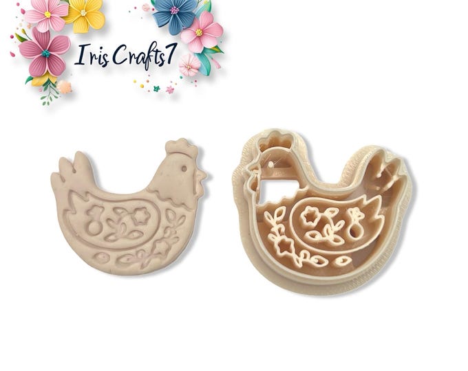 Floral Chicken Polymer Clay Cutter for Earrings and Jewellery Making