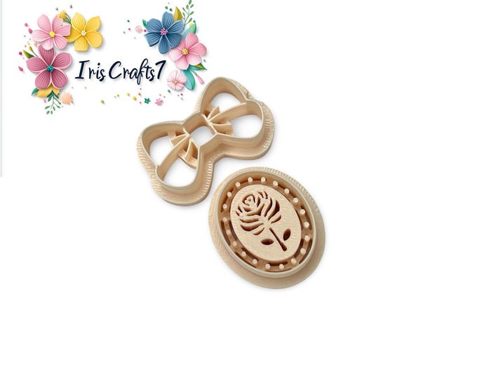 Rose with Ribbon Polymer Clay Cutter - Ceramic tools - Earrings Making