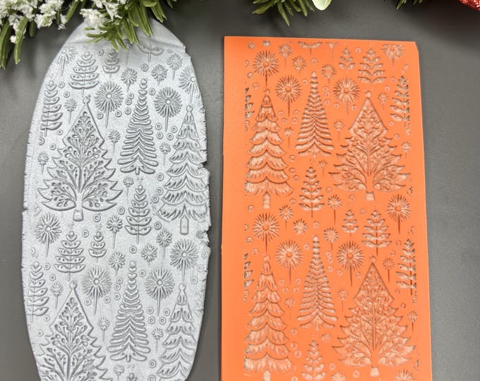 Polymer clay texture mat Christmas Tree 2_ Rubber texture mat_ Christmas texture_ Clay tools_ Handmade Jewellery