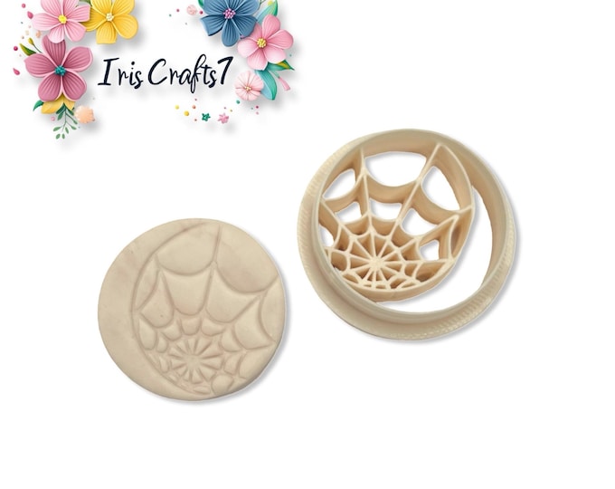 Moon with Spider Web Polymer Clay Cutter – Halloween Earring Tool – Crescent Moon Clay Cutter for Spooky Jewellery Making