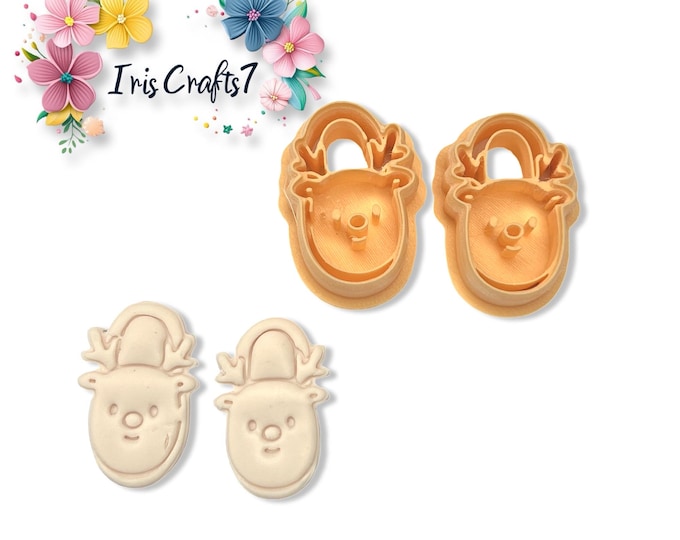 Reindeer Slippers Polymer Clay Cutter for Earring and Jewellery Making
