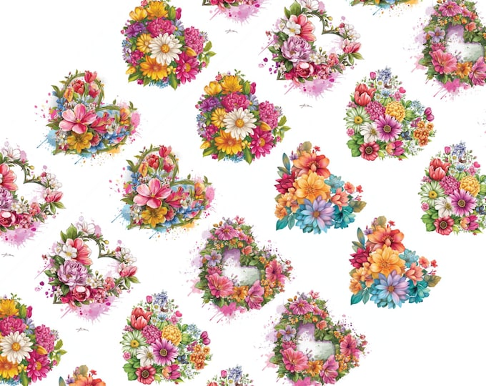 Floral Hearts Image Transfer Paper Water-Soluble Sheet Polymer Clay Earrings