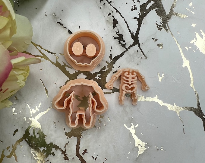 Halloween Skeleton + stamp polymer clay cutters / earrings cutter