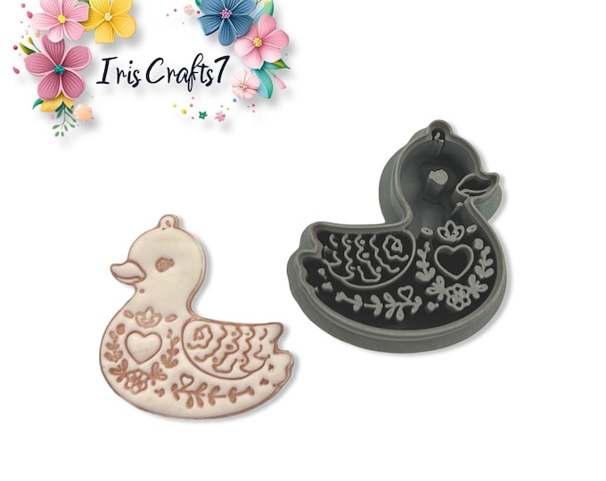 Valentine Folk Art Duck No.2 Polymer Clay Cutter Earrings Jewelry Tool