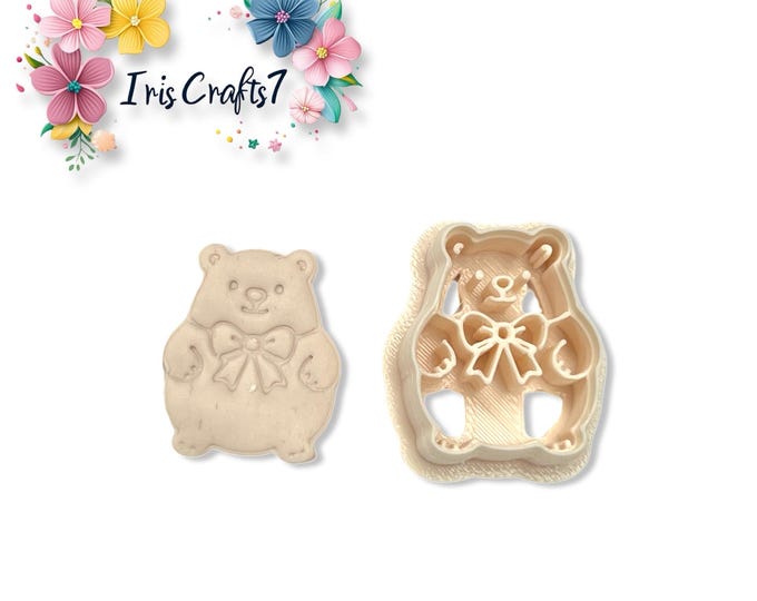 Clay Cutters Cartoon Bear with Bow – Cute Animal Polymer Clay Tools for Earring Making, Jewellery Crafts & DIY Projects