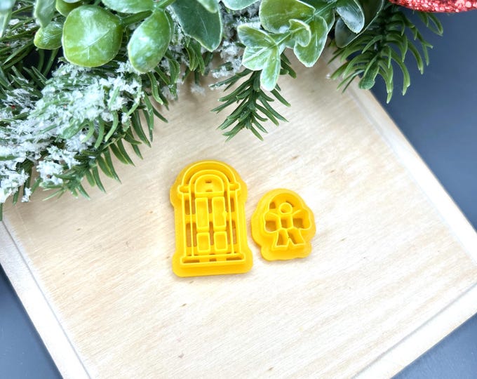Door with Wreath Polymer Clay Cutters - Handmade Christmas Earrings & Cookie Cutters - Festive Jewelry Gifts