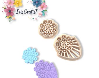 Boho Mandala 4 Polymer Clay Cutters for Earrings Making