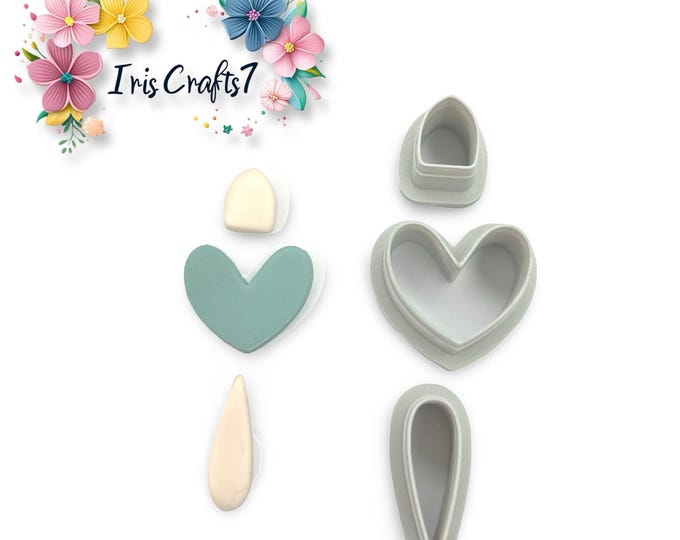 Cinnamon Heart Drops Polymer Clay Cutters for Valentine Earrings Jewelry Tool