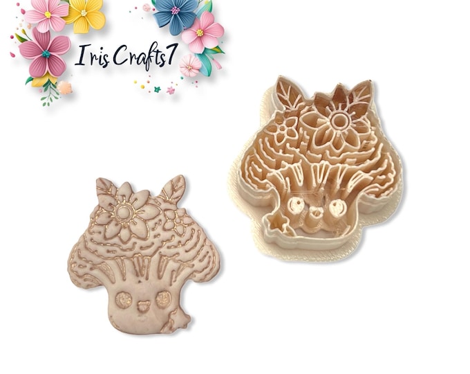 Kawaii Broccoli with Flowers Polymer Clay Cutter for Handmade Earring & Jewellery Making