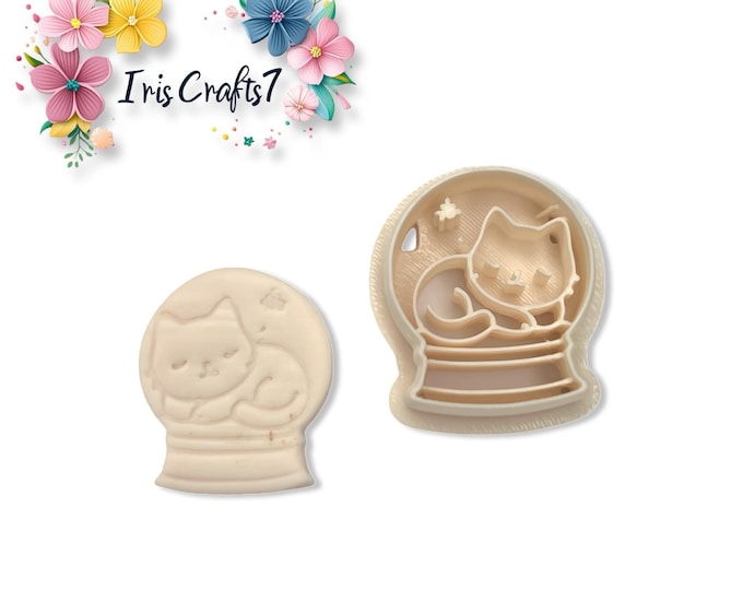 Snow Globe with Cat Polymer Clay Cutter for Earring and Jewellery Making