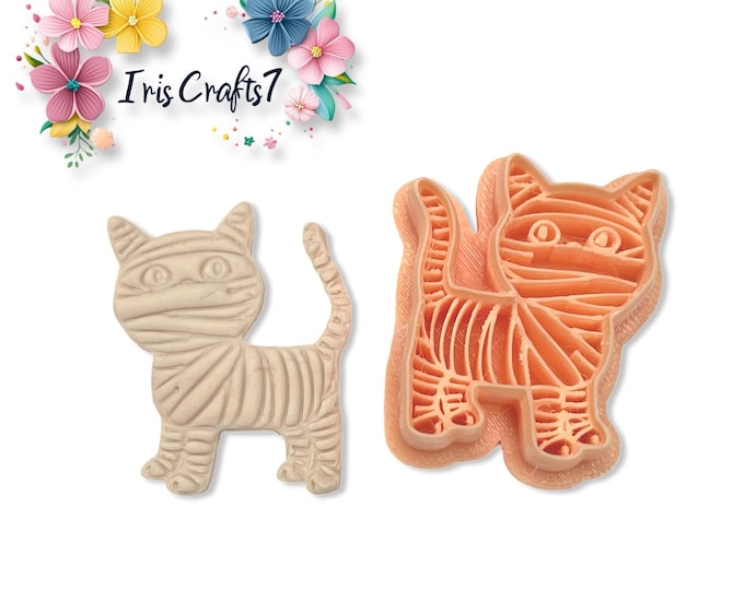 Mummy Cat Clay Cutters: Halloween Earrings, Polymer Clay Jewelry