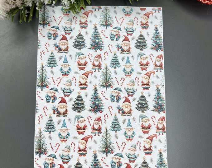 Christmas Gnomes 5 image transfer paper_ Clay tools_ Polymer clay transfer_ Water Soluble Paper
