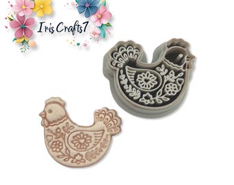 Floral Chicken No.2 Polymer Clay Cutter Earrings Jewelry Tool