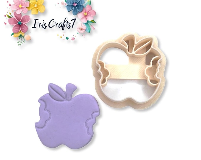 Bite Apple 2 Polymer Clay Cutter - Ceramic tools - Back to School Earrings