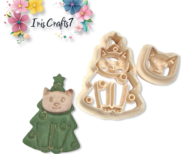 Christmas Tree Cat no. 2 Polymer Clay Cutters for Handmade Earring & Jewellery Making