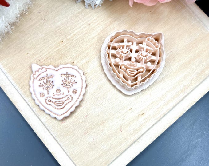 Heart Clown Polymer Clay Cutter - Ceramic tools - Handmade Earrings