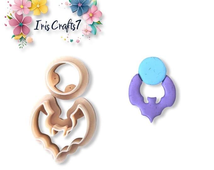 Bat Earring Combo Polymer Clay Cutter - Ceramic tools - Halloween Jewellery