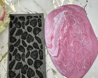 Tropical Leaves Rubber Texture Mat for Polymer Clay, Leaf Pattern Mold, Jewelry Making