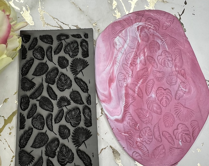 Tropical leaves polymer clay rubber texture mat