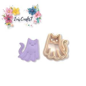 Ghost Cat 3 polymeerklei uitsteker - Halloween-sieraden