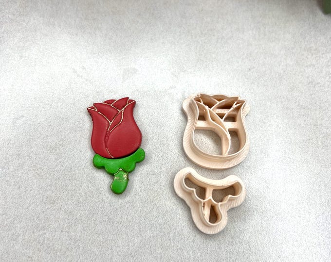 Rose Combo Polymer Clay Cutter - Valentine's Earrings - Handmade Jewellery