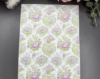 Peonies and Hearts no.2 image transfer paper for Polymer Clay Earring & Jewellery