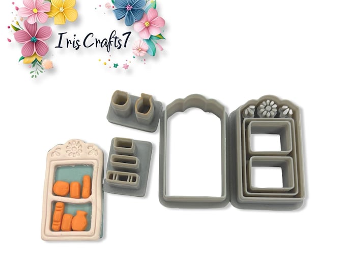 Floral Bookcase Polymer Clay Cutter Set Earrings Tool