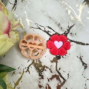 Valentine Flower 1 polymer clay cutter for earrings making
