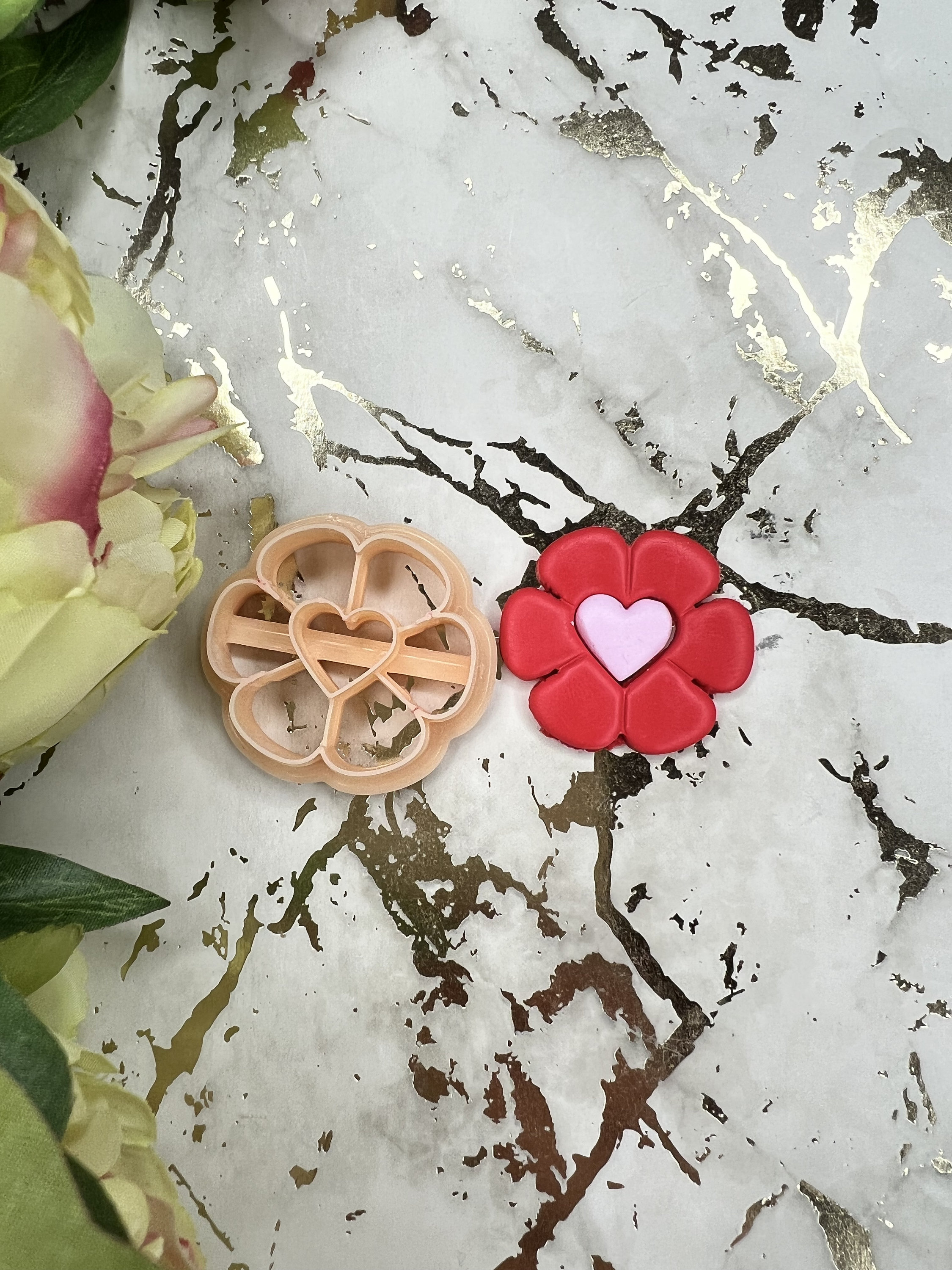 Valentine Flower 1 polymer clay cutter / earrings cutters