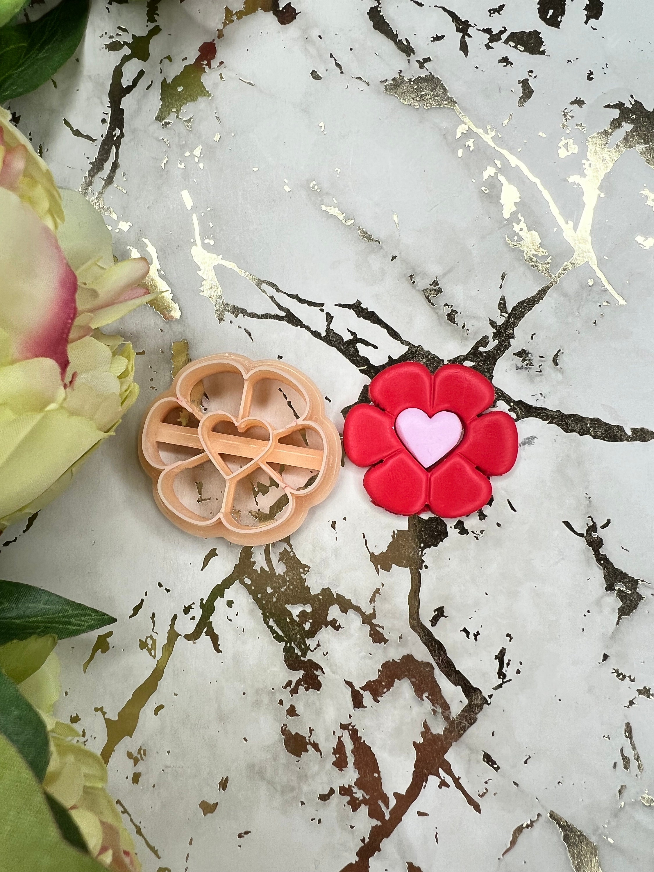 Valentine Flower 1 polymer clay cutter / earrings cutters