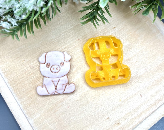 Pig 2 Polymer Clay Cutters - Handmade Earrings - Cookie Cutters - Ceramic Tools