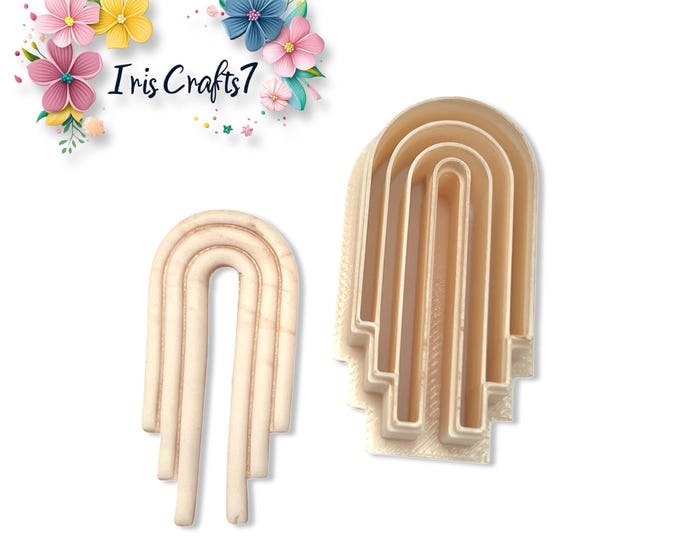 Asymmetric Arch with Lines Polymer Clay Cutter for Handmade Earring Making
