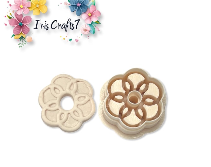 Flower No 52 Polymer Clay Cutter, Floral Earring Tool, Handmade DIY Jewelry Mold