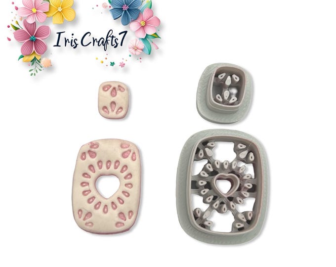 Decorative Heart Cutout Floral Polymer Clay Cutter for Earrings Jewelry Tool